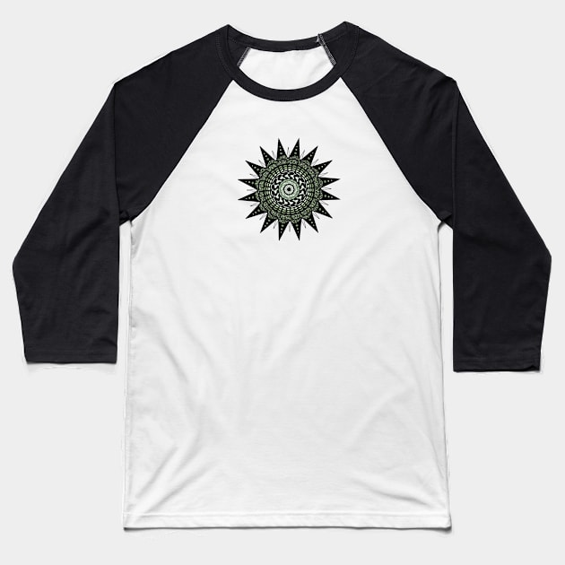 Green Mandala Baseball T-Shirt by TheUndeadDesign